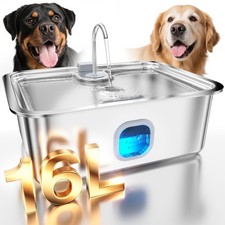 Mailofy 4.2Gal Dog Water Fountain For Large Dogs 16L Stainless Steel Large Dog