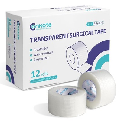 Transparent Medical Tape 2 Rolls - 1'' x 10 Yd, Adhesive Clear Surgical Tape