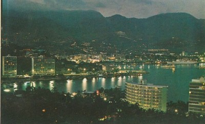 Vintage Acapulco Mexiko Postkarte Nachtansicht Angelclub Hotel Casa Velux