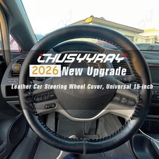 15" Steering Wheel Cover Genuine Leather for Ford F150 F250 F350 Super Duty