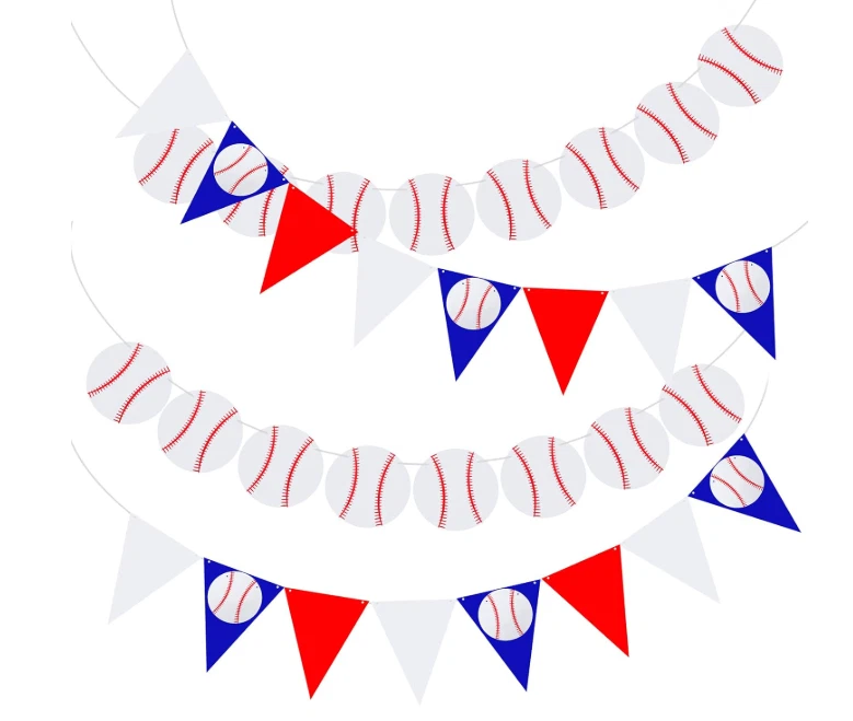 Guirnalda de papel de cumpleaños Zonon 4 piezas decoraciones de fiesta de béisbol pancarta pelota deportiva Foto 3 de 4