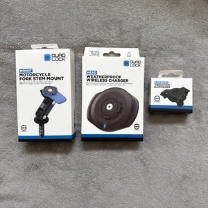 Quad Lock Motorcycle Fork Stem Mount + USB Wireless Charger + Vibration Dampener