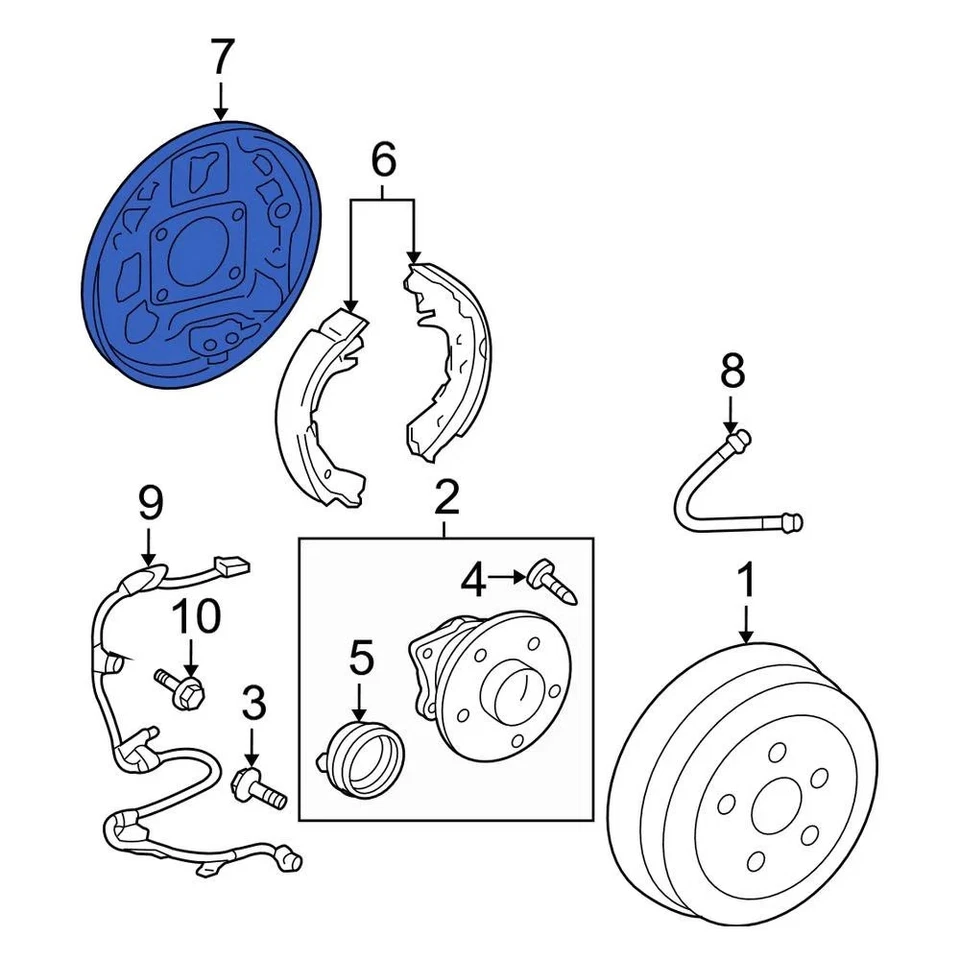 For Toyota Corolla 2004-2008 Toyota 4704420140 Rear Left Brake Backing Plate - Изображение 2 из 4