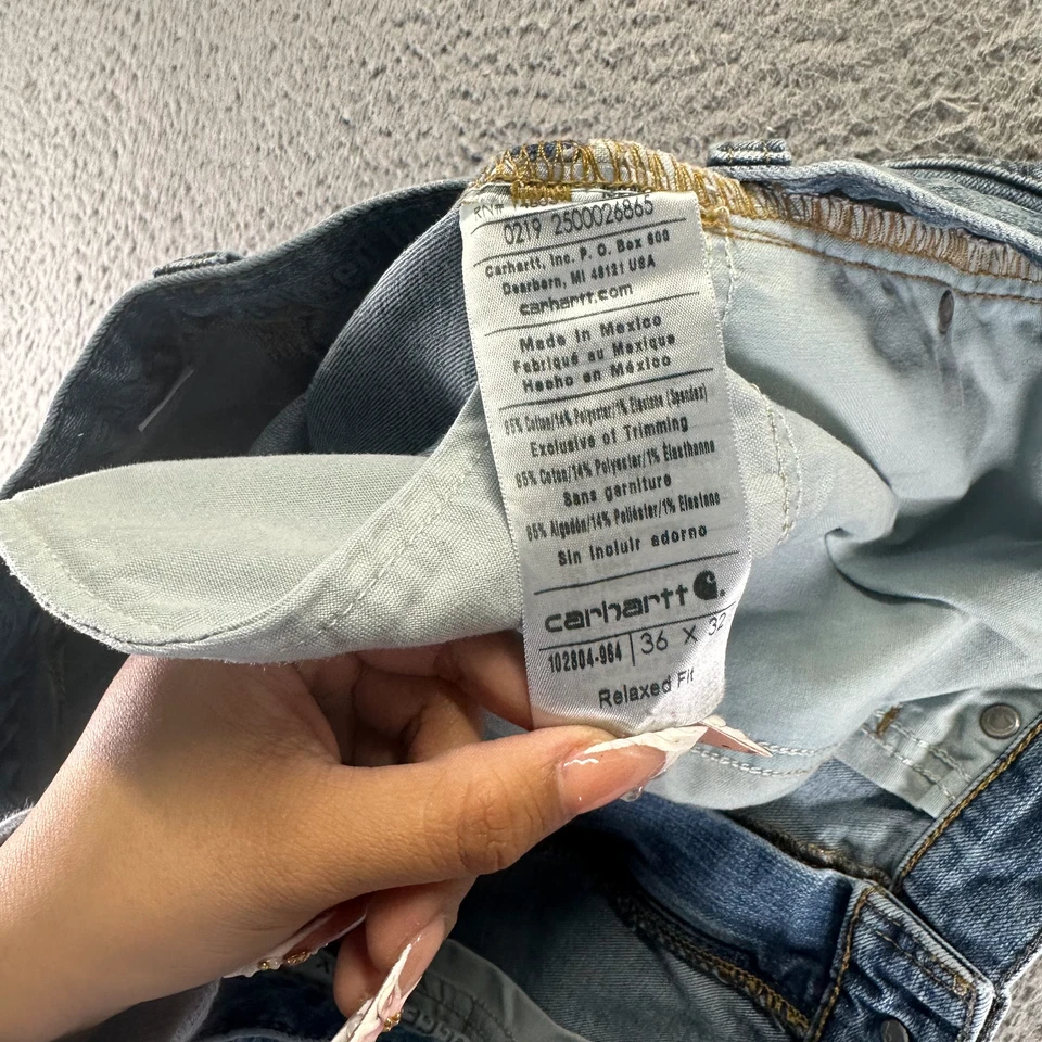 Carhartt Rugged Flex Jeans Mens 34x32 Blue Denim Straight Relaxed Faded Stretch - Image 4 of 4