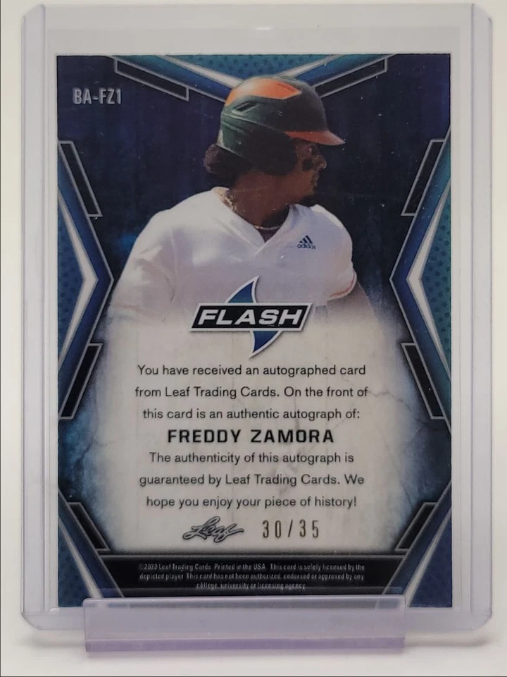 FREDDY ZAMORA 2020 LEAF FLASH XRC ROOKIE AUTOGRAPH PURPLE RC AUTO /35 Q4762 - Image 2 of 2