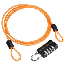 Security Steel Cable Digit Combination Lock 3.3Ft Coated Orange Wire Lock
