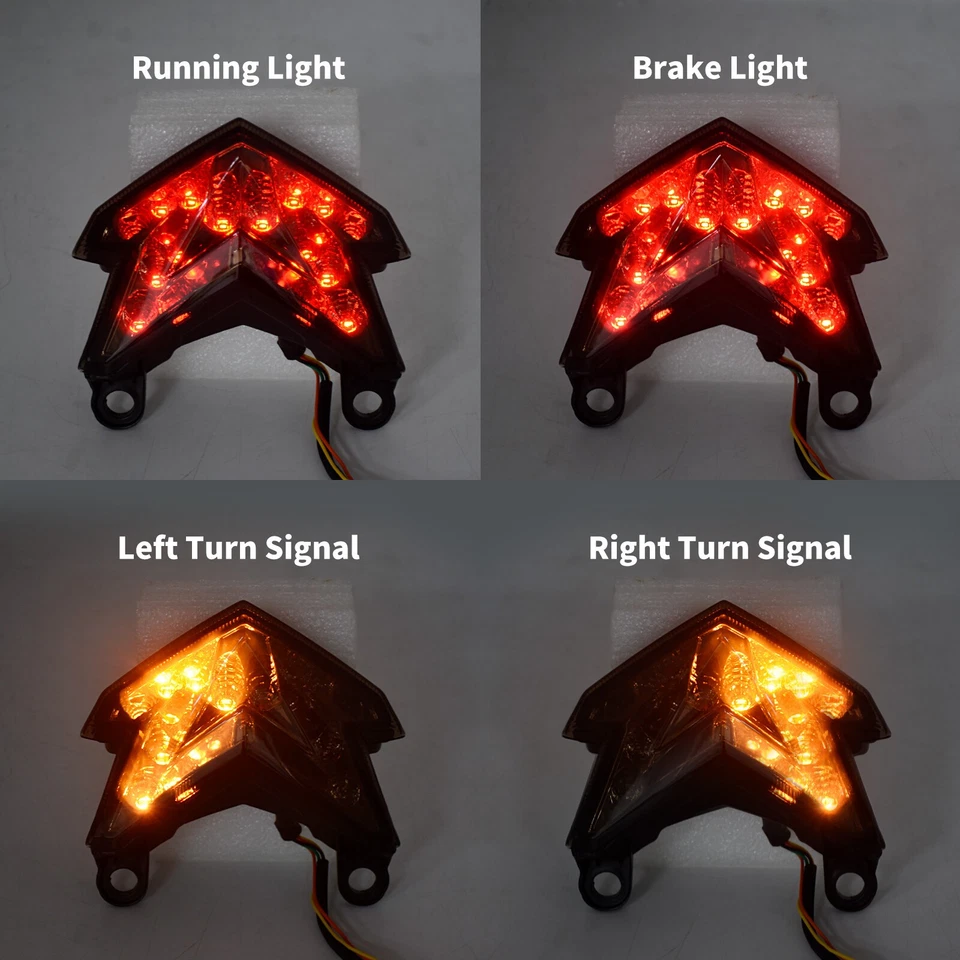 Integrated LED Tail Light Brake Turn Signal for Kawasaki Z125 Pro ZX-6R Z800 - Imagem 2 de 4