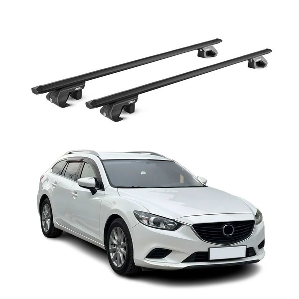 DachträGer GrundtäGer FüR Mazda 6 Kombi 2012-2025 5 TüR 90Kg Alu Schwarz 2X ABE-image