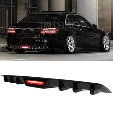 Rear Bumper Diffuser Spoiler Lip W/ LED Light For Mercedes Benz W212 E550 E350 