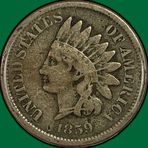 1859 Indian Head Cent Fine F Coin #38373