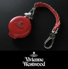 Vivienne Westwood Orb Keychain Metal Round Ashtray Red Leather Strap Used