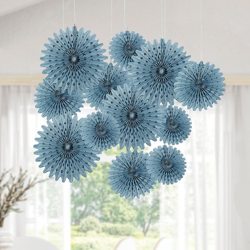 Seidenpapierfächer schieferblau zum Aufhängen - 12 Stück - Bild 3 von 3
