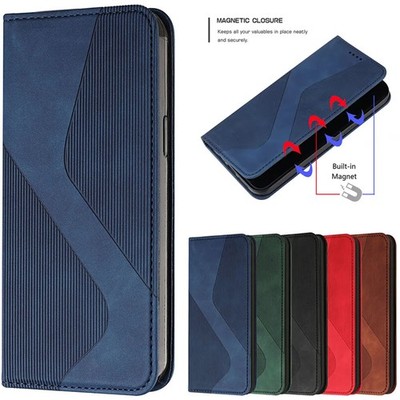 Handyhülle für iPhone 17 16e 15 14 13 12 11 Pro Max XR 8 Leder Klapphülle Cover