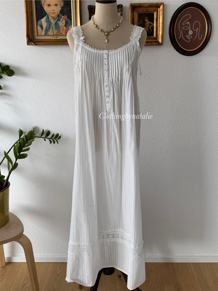 Eileen West White Cotton Prairie Nightgown Size S/M*NO US SHIPPING*