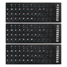 3 x Chinese Keyboard Stickers Black Background W Blue White Letter