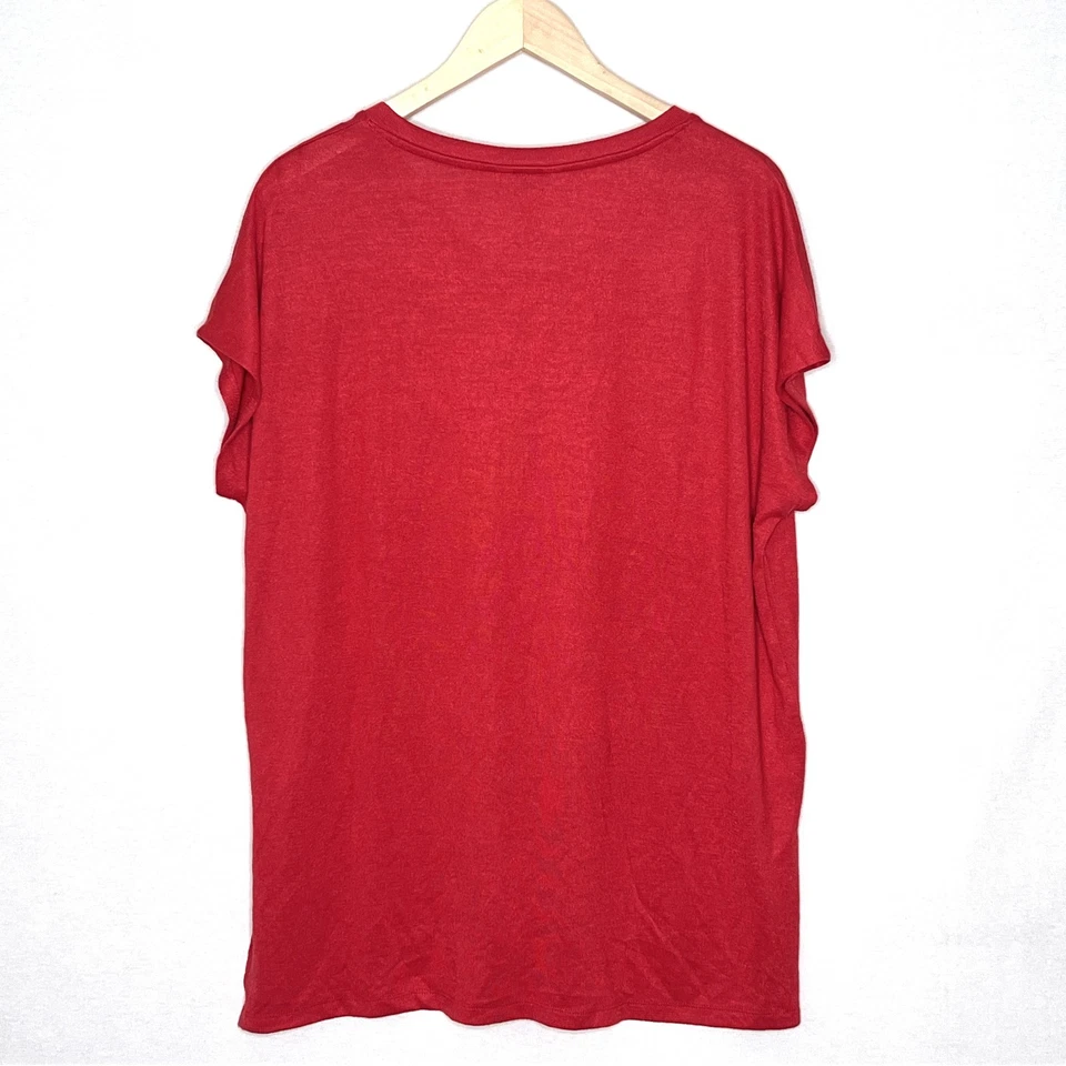 Orvis Mujer Túnica Punto Cuello en V Top Talla XL Rayón Manga Corta Arcilla Quemada Rojo Foto 4 de 4