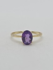 Gold Plated Sterling Silver 925 Oval Amethyst Ring Size 6.5