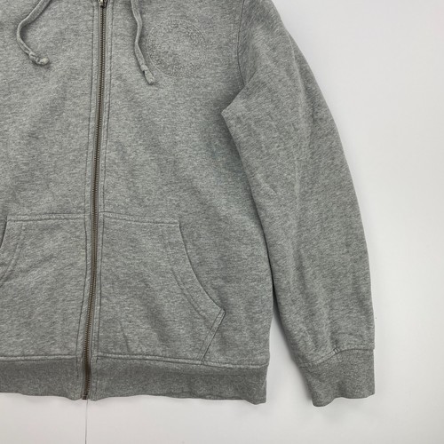 CONVERSE Hoodie Large Grey Womens Full Zip Logo Fleece Lined Sweatshirt - Picture 3 of 12