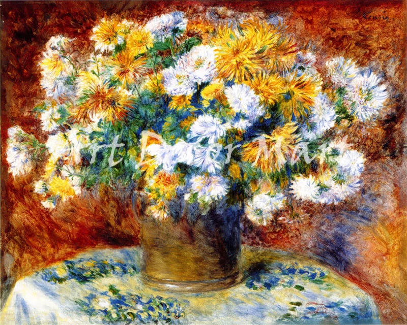 Crisantemos-Renoir - ARTE DE PARED EN LIENZO O IMPRESIÓN Foto 2 de 2