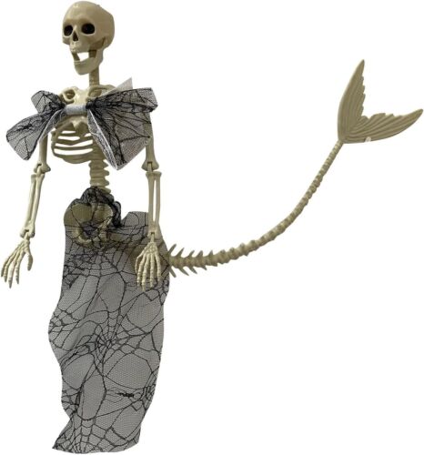 Large Halloween Mermaid Skeleton and Skull Bones Decoration for Halloween Party