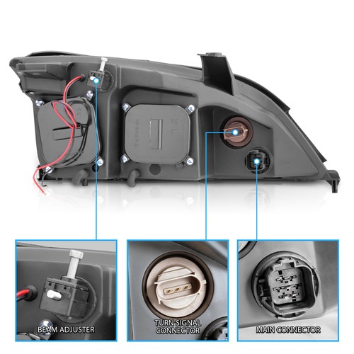 LED Halo 2005 2006 2007 For Ford Focus Black Projector Headlights Pair - Picture 3 of 11