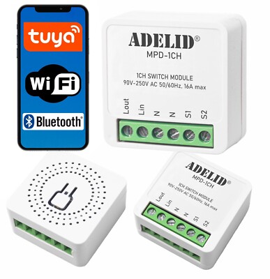 WiFi Mini Smart Schalter Modul Relais Lichtschalter 1-Wege 1-Gang Unterputz Tuya