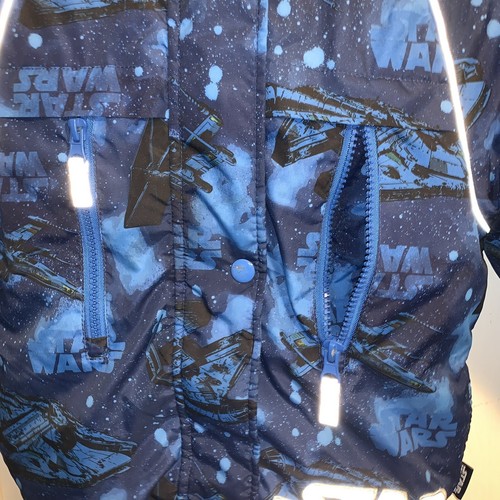 Disney Store Star Wars Hooded Full-Zip Puffer Coat Jacket Reflective Boys 4 Blue - Picture 12 of 24