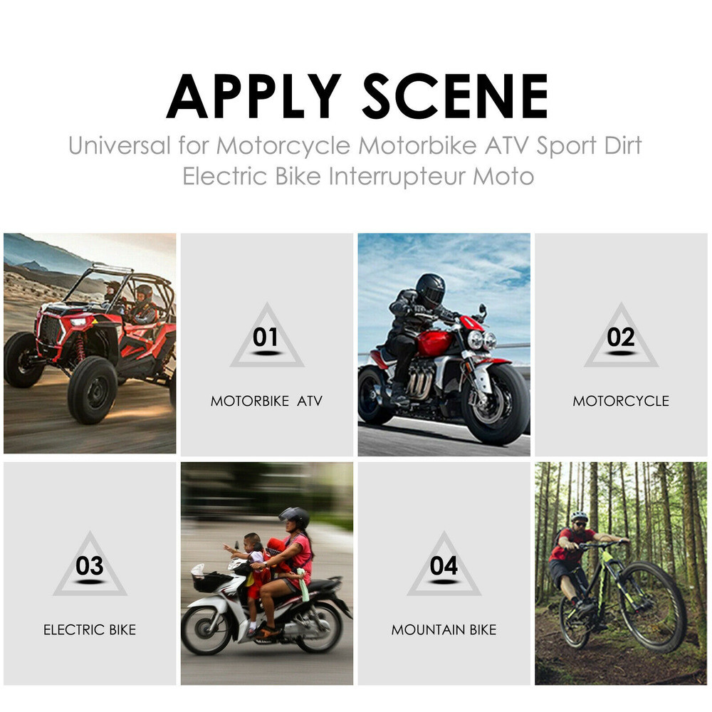 22mm LED Motorcycle Handlebar Switches Headlight Fog Light ON OFF Switch Button