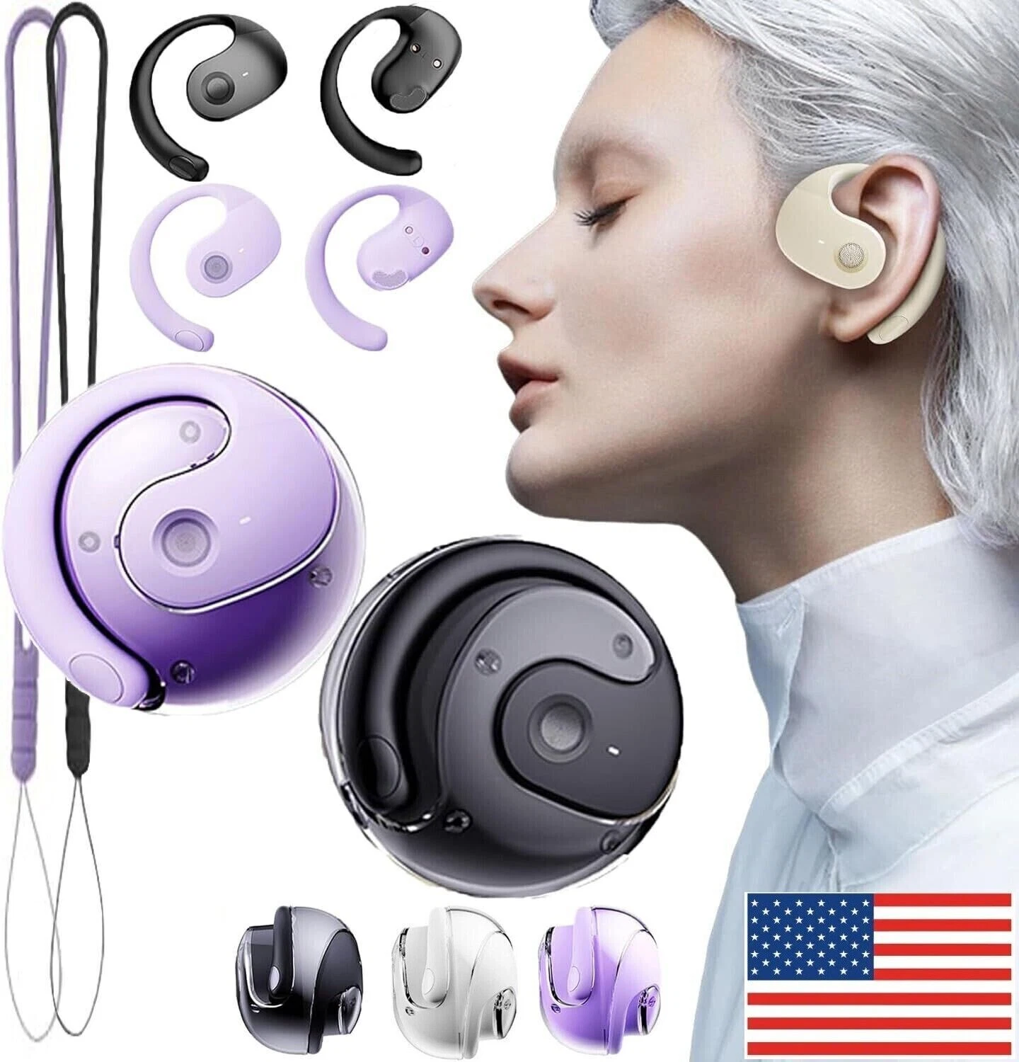 Open Ear Headphones, Air Conduction,Bluetooth 5.4,HiFi Stereo,Running earbuds-image