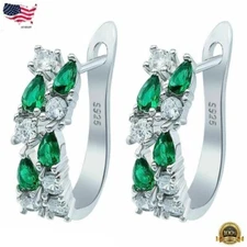 925 Silver Hoop Earrings for Women Gorgeous Cubic Zirconia Engagement Jewelry