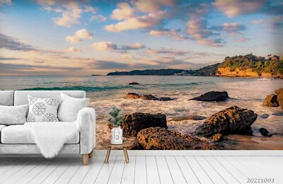 3D Ocean Reef Coastline Hill Wallpaper Wall Murals Removable Wallpaper 697