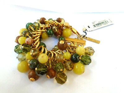 Ellen Tracy ladies multi bead gold tone bracelet NWT