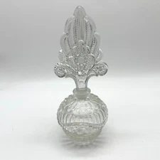 Irice Fan Top Perfume Bottle Glass Art Deco Design 8"