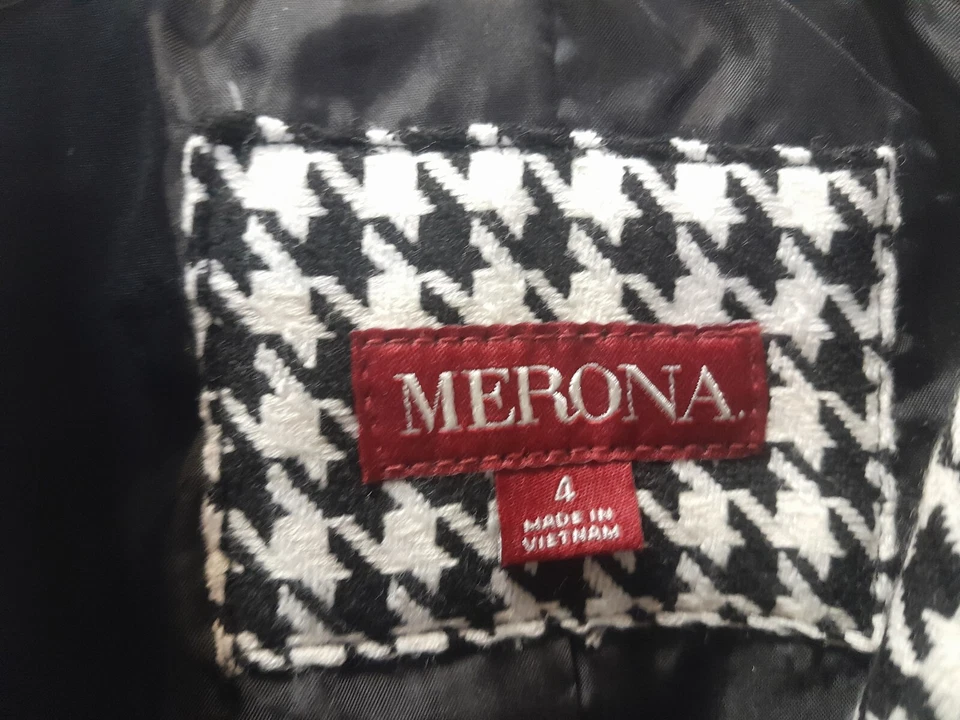 Merona Blazer Jacket Women Sz 4 Black/White Houndstooth Single Breasted NWT - Image 2 of 4