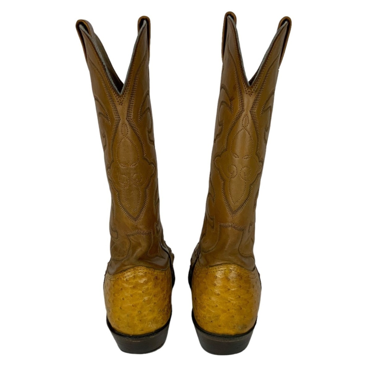 Vintage Larry Mahan Ostrich Leather Boots Mens Size 9 D * Read Description * Vintage Larry Mahan Nocona Full Quill Ostrich Cowboy Boots  main image 3