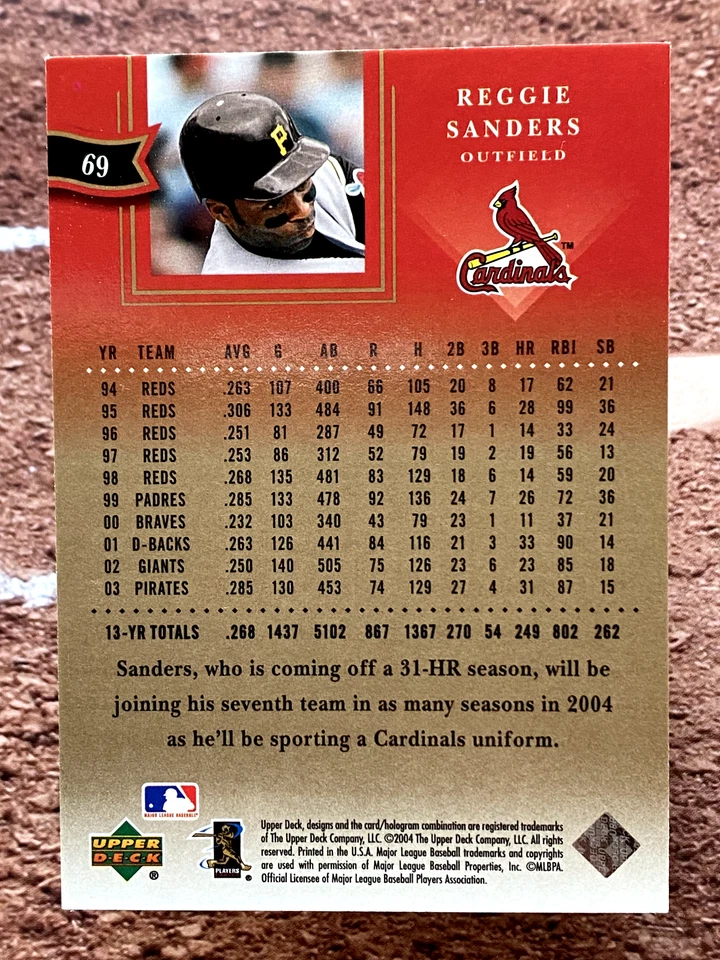 2004 Upper Deck Diamond Collection All-Star Lineup Reggie Sanders #69 - Image 2 of 2