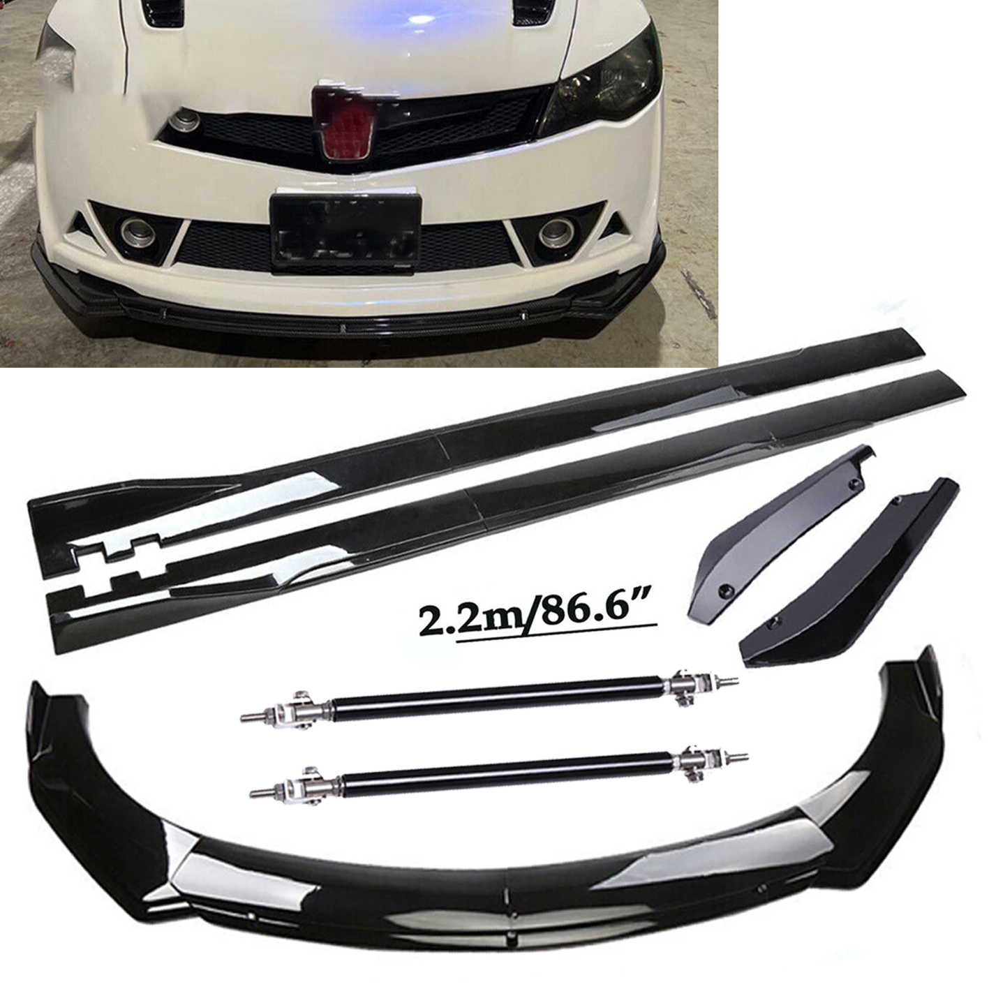 Front Bumper Spoiler Body Kit / Side Skirt/Strut For Honda Civic SI/LX/EX/Type