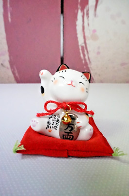 Kleine Katze Lucky Maneki Neko japanische winkende Keramik Seto-Yaki Glücksgeld