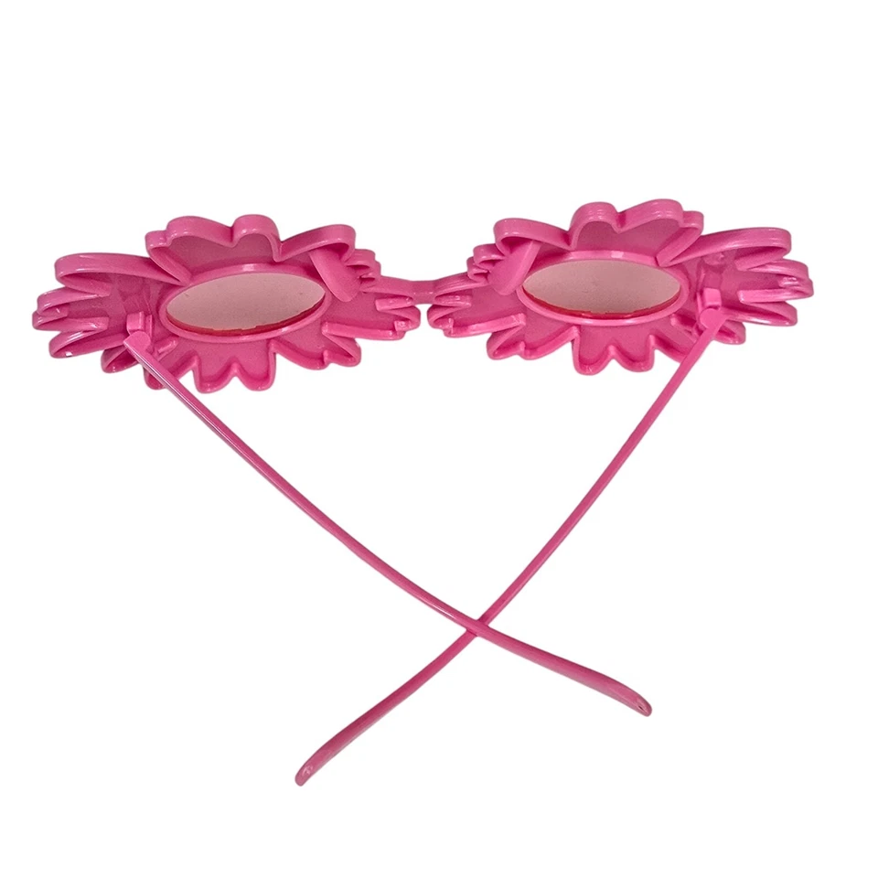 Flower Glasses Pink Gerber Daisy Plastic Greenbrier Hippie Halloween Costume - Image 4 of 4