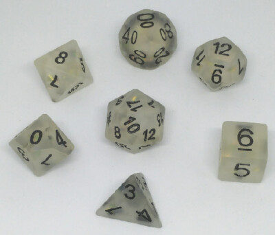 Fantasy Festive Frosted Bling Diamond White dice set DnD RPG