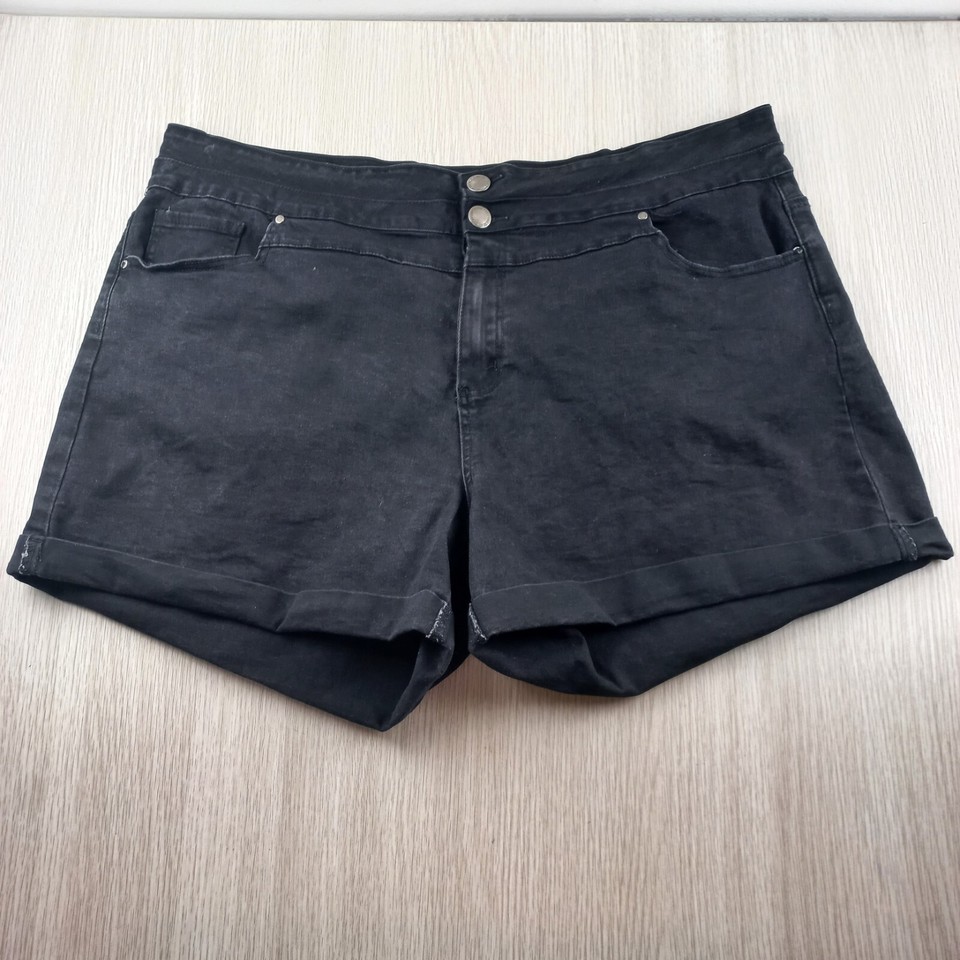 You & All Denim Shorts Women's Size 24 High Rise Rolled Cuff Double Button