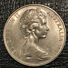 HIGH GRADE AU/UNC 1981 AUSTRALIA PLATYPUS 20 C OR TWENTY CENTS COIN-APR102