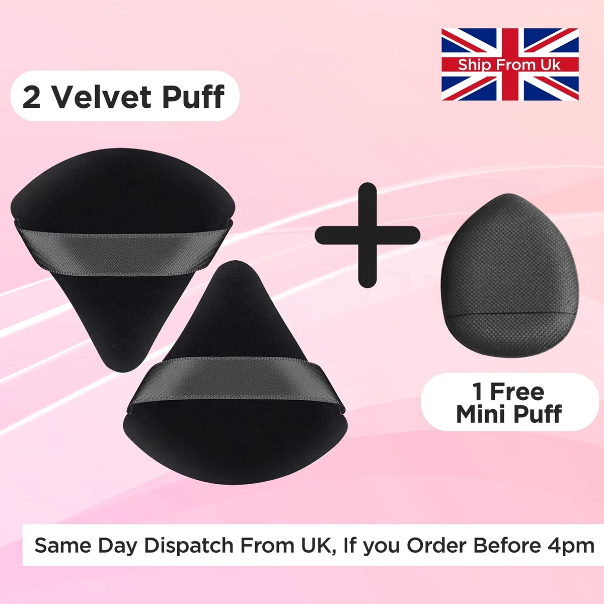 2pc velvet triangle powder puff sponge blender free mini puff UK SELLER
