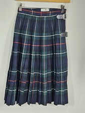 Scotch House Vintage Wool Kilt Tartan Plaid Green Blue 24" Waist 25" Length