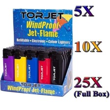 Torjet Windproof Turbo Jet Flame Lighter Refillable Assorted Colours