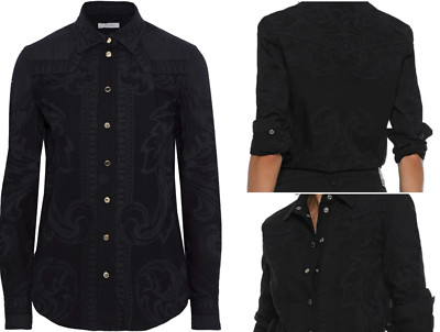 Versace Collection Men Iconic Cult Printed Denim Shirt Long Sleeved 42 XXL