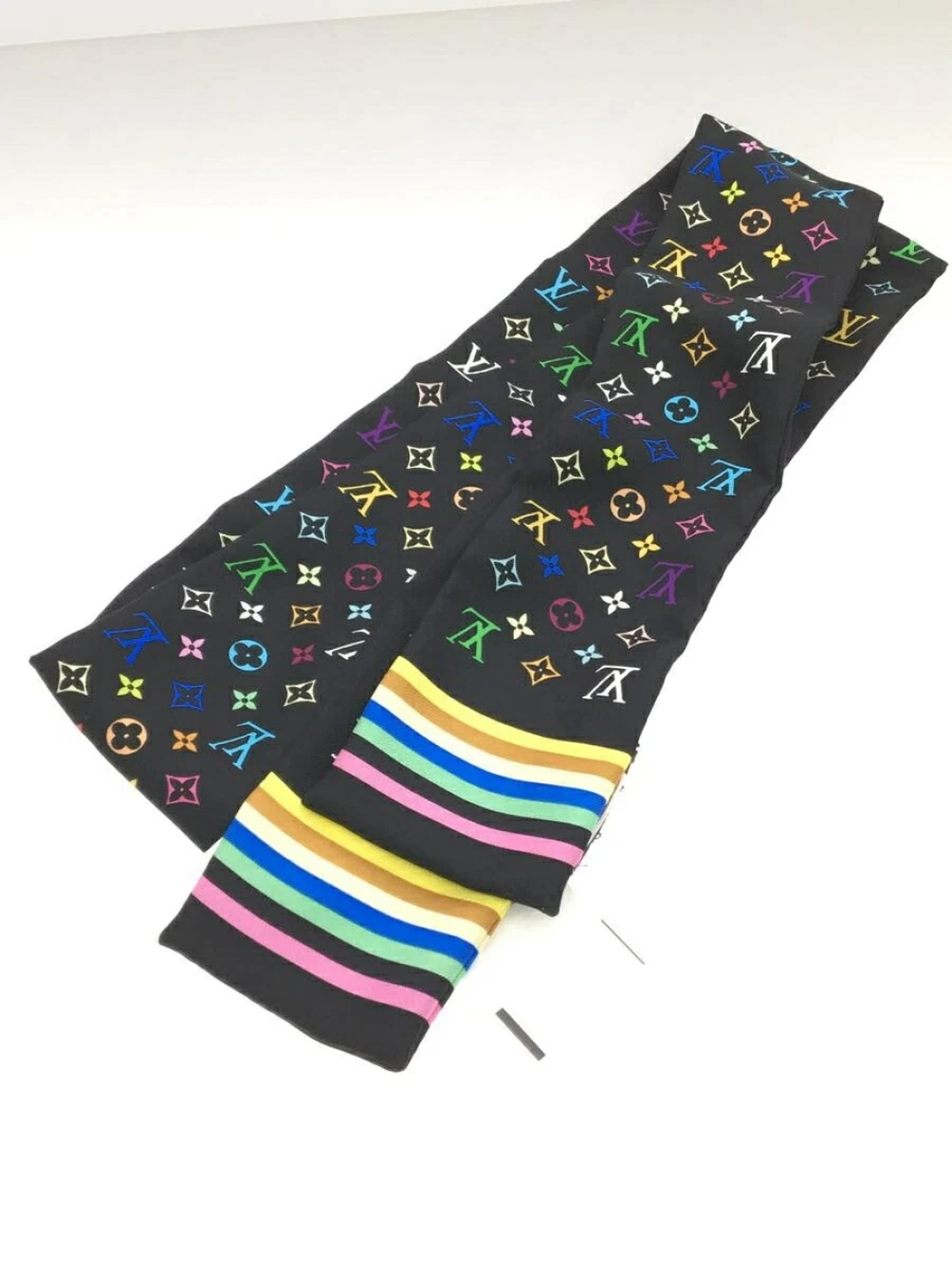 Auth LOUIS VUITTON Bandeau Scarf Monogram Black/Multicolor Silk M71992