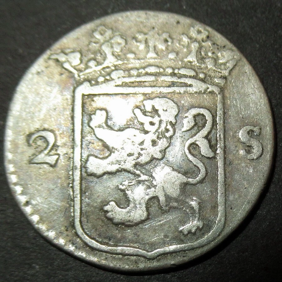 Moneda de diez centavos Utrecht de plata colonial holandesa antigua colonial de Nueva York con certificado de autenticidad 1789 como nueva moneda de diez centavos de león Foto 2 de 4