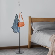 Modern Freestanding Coat Rack Stand With 5 Hooks Silver black For Entrances NEW