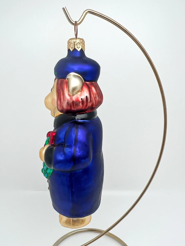 1996 Patricia Breen "Mama Bear" Blue Handmade Hanging Glass Ornament #9634 MINT - Image 3 of 4